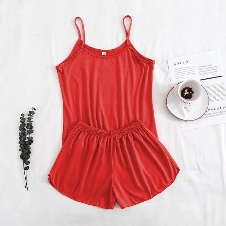 RED WOMEN 2 PCS CAMI SET