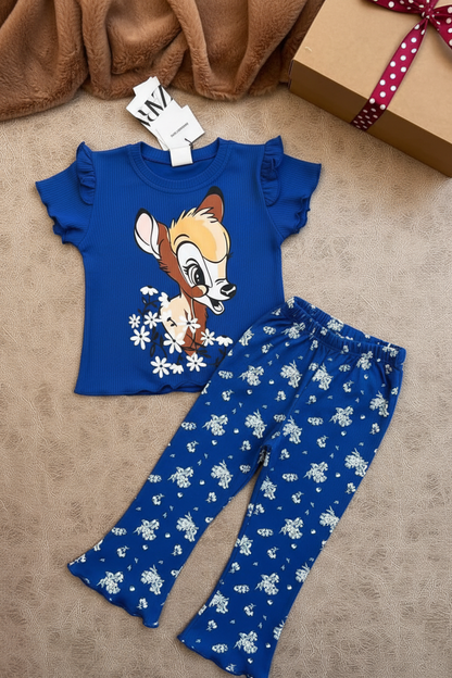 Royal Blue Dear Printed Kids Wear