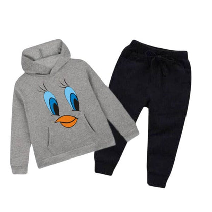GREY TWITTY PRINTED WINTER KIDS HOODIE SUIT