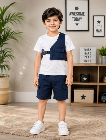 Navy Side Vest Stlye Half Sleeve Kids Wear