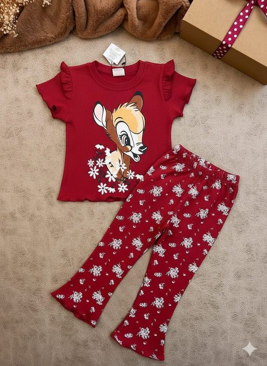 Red Dear Printed Kids Wear