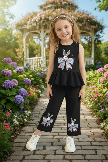 Black Bunny Bow Frock Style Kids Wear