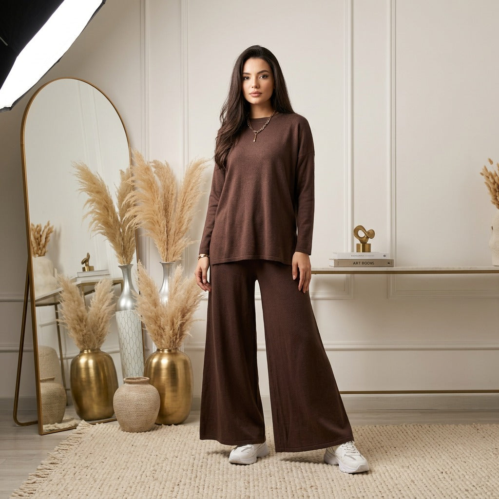 Brown Baggy Co ord Set